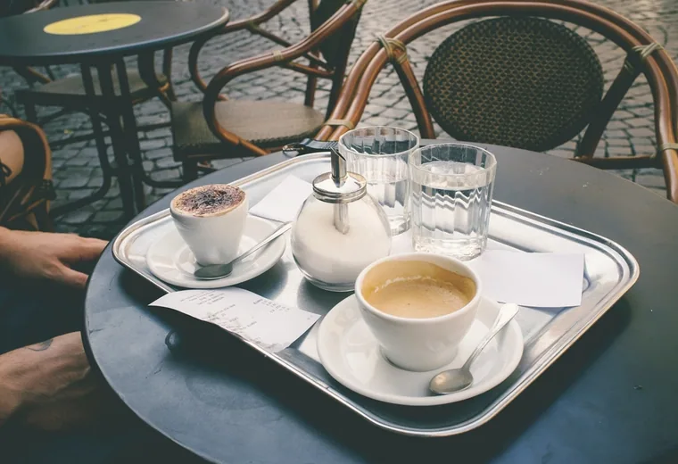 Espresso cups on a serving tray