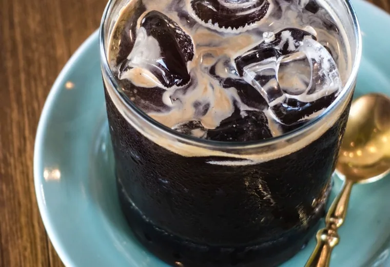 Iced coffee Iced coffee with cookies in a glass