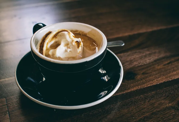 Iced coffee Iced coffee topped with foam